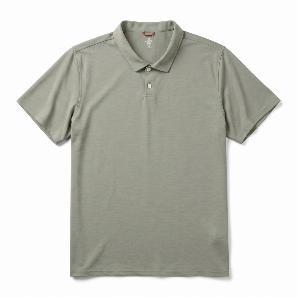 Western Rise Polo Shirt Mens XL Sage Green Merino Wool Blend Short Sleeve 9620
